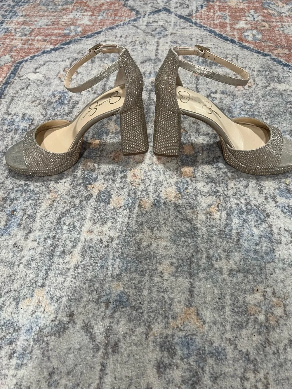 Jessica Simpson Gold Platform Ankle-Strap Sandal - new no tags/ box flaw